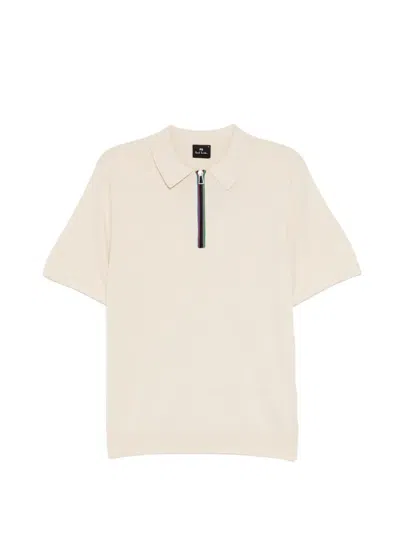 Ps By Paul Smith Ps Paul Smith Zip-front Organic Cotton Polo Shirt In Neutral