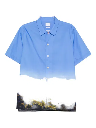 Ps By Paul Smith Landscape Print Shirt In Blue