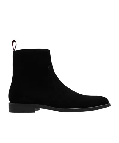 Ps By Paul Smith Leather Flat Ankle Boots In Black