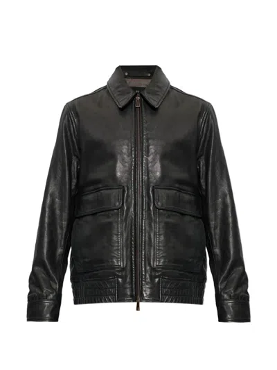 Ps By Paul Smith Leather Jacket In Black