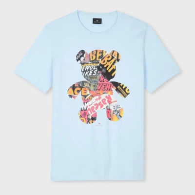 Ps By Paul Smith Light Blue 'bear Collage' Print T-shirt