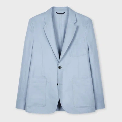 Ps By Paul Smith Light Blue Cotton-linen Twill Patch-pocket Blazer