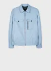 Ps By Paul Smith Light Blue Cotton-linen Zip-front Short Jacket In Blue