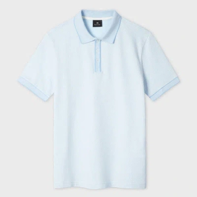 Ps By Paul Smith Light Blue Geo Mercerised Cotton Polo Shirt White
