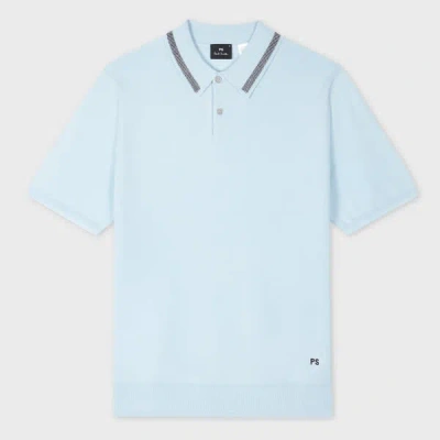 Ps By Paul Smith Light Blue Merino Wool Polo Shirt