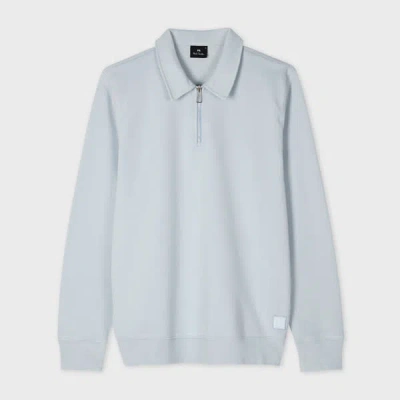 Ps By Paul Smith Light Blue Organic Cotton Zip-neck Sweatshirt