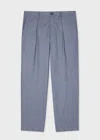 Ps By Paul Smith Light Blue Slub Cotton-blend Pleated Trousers In Blue