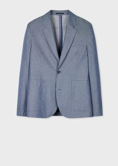 Ps By Paul Smith Light Blue Slub Cotton-blend Unlined Blazer