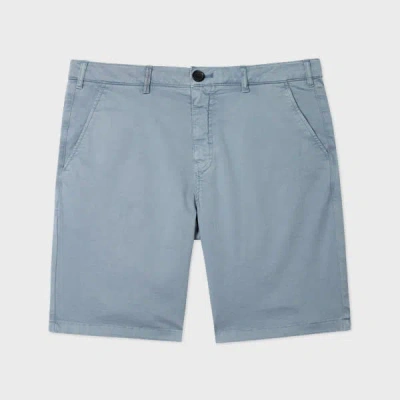 Ps By Paul Smith Light Blue Stretch Cotton-twill Shorts With Embroidery Detail