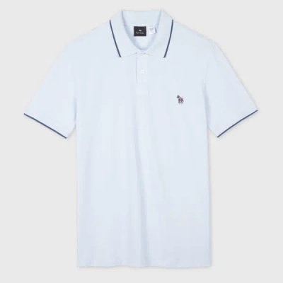 Ps By Paul Smith Light Blue Zebra Logo Polo Shirt With Contrast Tipping