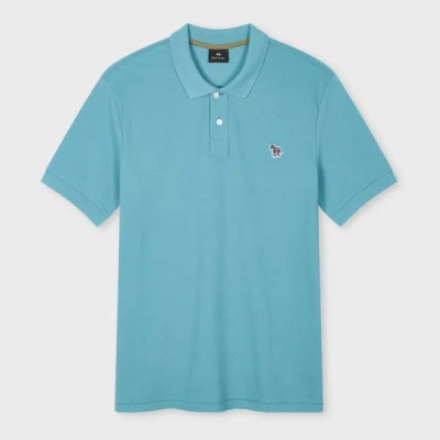 Ps By Paul Smith Light Teal Organic Cotton Zebra Polo Shirt Green