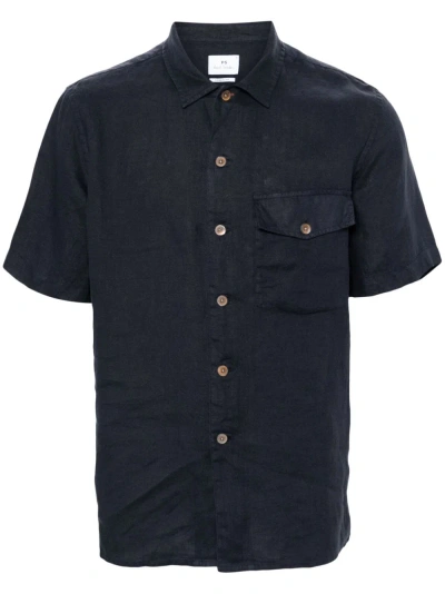 Ps By Paul Smith Linen Shirt In Blue