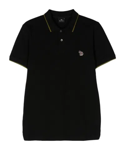 Ps By Paul Smith Logo-appliqué Polo Shirt In Black