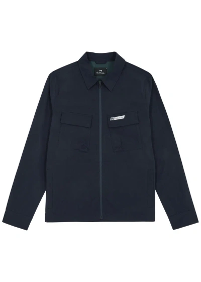 Ps By Paul Smith Logo Cotton-blend Overshirt In Navy