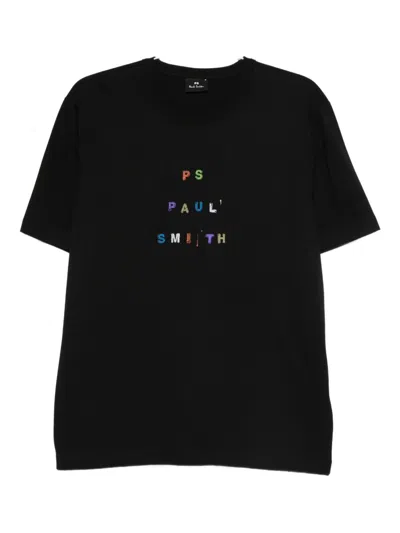 Ps By Paul Smith Logo Cotton T-shirt In Black