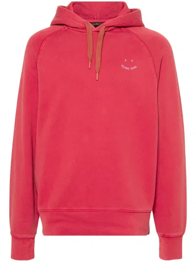 Ps By Paul Smith Logo-embroidered Cotton Hoodie In 红色