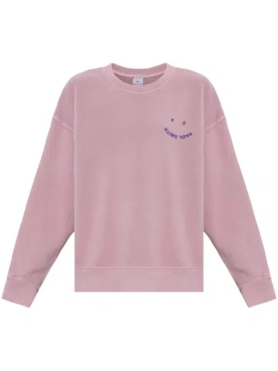 Ps By Paul Smith Logo-embroidered Cotton Sweatshirt In Pink