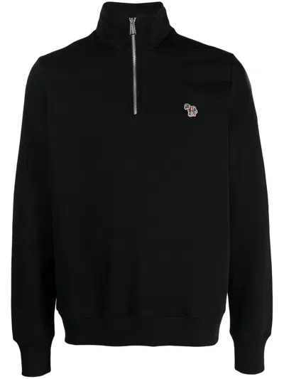 Ps By Paul Smith Logo-embroidered Funnel Neck Sweatshirt In Black