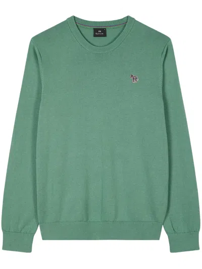 Ps By Paul Smith Logo-embroidered Jumper In Green