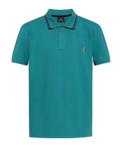 Ps By Paul Smith Logo-embroidered Polo Shirt In Blue