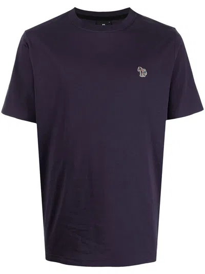 Ps By Paul Smith Logo Embroidered T-shirt In Blue