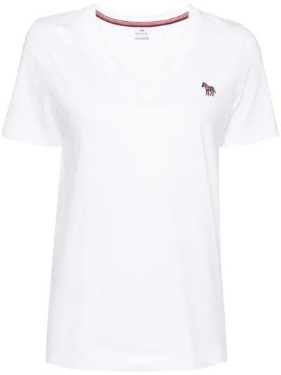 Ps By Paul Smith T-shirt Mit V-ausschnitt In Weiss