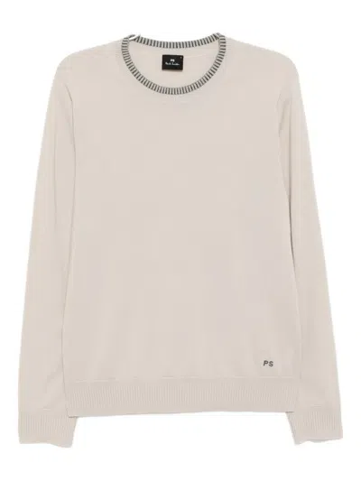 Ps By Paul Smith Logo Merino Jumper In Neutral