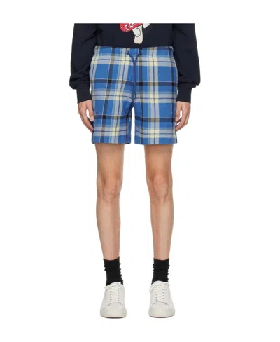 Ps By Paul Smith Logo-patch Check-print Shorts In Blue