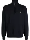 Ps By Paul Smith Logo-patch Funnel-neck Sweatshirt In Blau
