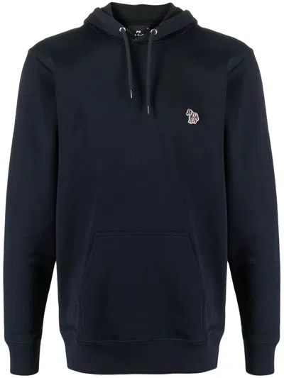 Ps By Paul Smith Logo-patch Long-sleeve Hoodie In 蓝色