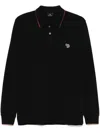Ps By Paul Smith Long-sleeve Zebra-logo Polo Shirt In Black