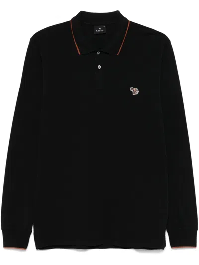 Ps By Paul Smith Ps Paul Smith Polo Shirt With Zebra Patch In Black