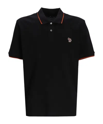 Ps By Paul Smith Logo-patch Polo Shirt In Black