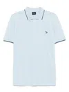 Ps By Paul Smith Light Blue Zebra Logo Polo Shirt With Contrast Tipping In Blue
