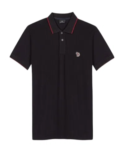 Ps By Paul Smith Logo-patch Short-sleeve Polo Shirt In Black