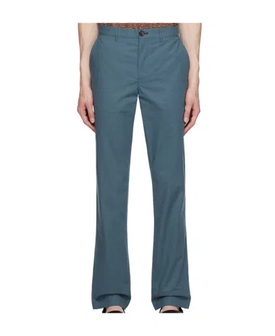 Ps By Paul Smith Logo-patch Straight-leg Chinos In Blue
