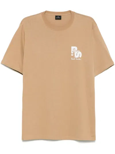 Ps By Paul Smith Logo-print T-shirt In Beige