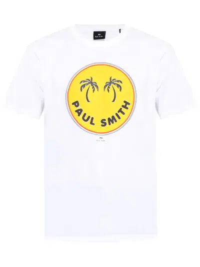 Ps By Paul Smith Ps Paul Smith Palm Trees Cotton T-shirt In Weiss