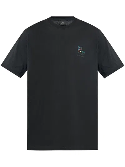Ps By Paul Smith Logo-rubberised T-shirt In Black