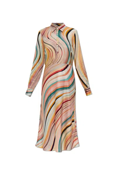 Ps By Paul Smith Long Sleeve Dress In Brown