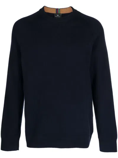 Ps By Paul Smith Long-sleeve Merino-wool Jumper In Blue