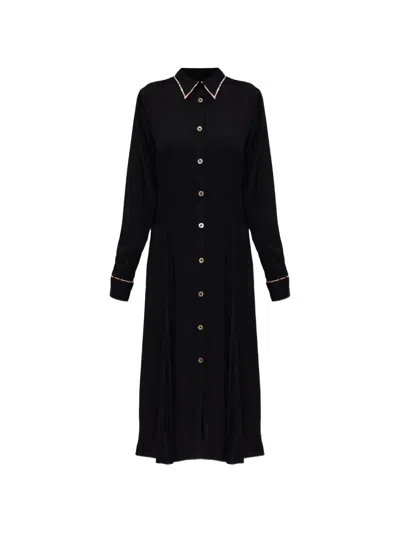 Ps By Paul Smith Long-sleeve Midi Dress In Black
