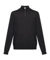 Ps By Paul Smith Black Merino Wool Half-zip Sweater