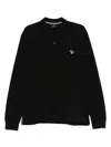 Ps By Paul Smith Long-sleeve Zebra-logo Polo Shirt In Black