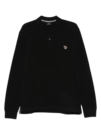 PS BY PAUL SMITH LONG-SLEEVE ZEBRA-LOGO POLO SHIRT