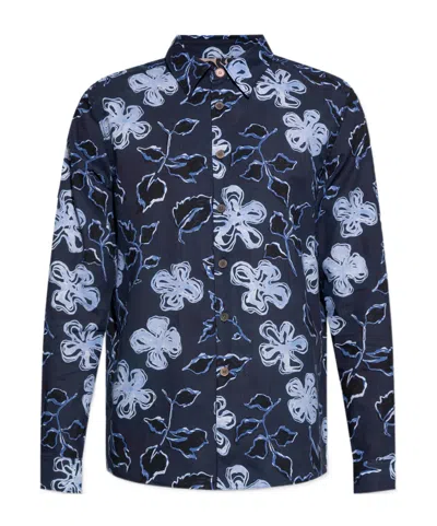 Ps By Paul Smith Long-sleeved Shirt In Blue