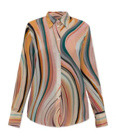 PS BY PAUL SMITH PS PAUL SMITH SWIRL CURVED HEM SHIRT