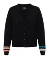 Ps By Paul Smith Women's Black Multi Colour Zig Zag Sleeve Cardigan In Black