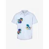 PS BY PAUL SMITH PS BY PAUL SMITH MEN'S BLUE FLORAL-EMBROIDERED CASUAL-FIT COTTON SHIRT