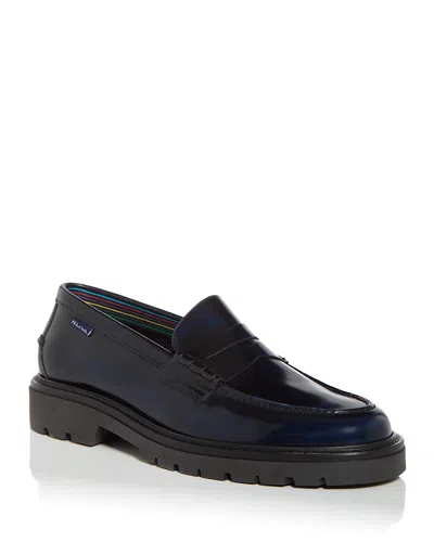 Ps By Paul Smith Ps Paul Smith Man Loafers Black Size 12 Bovine Leather In Dark Navy